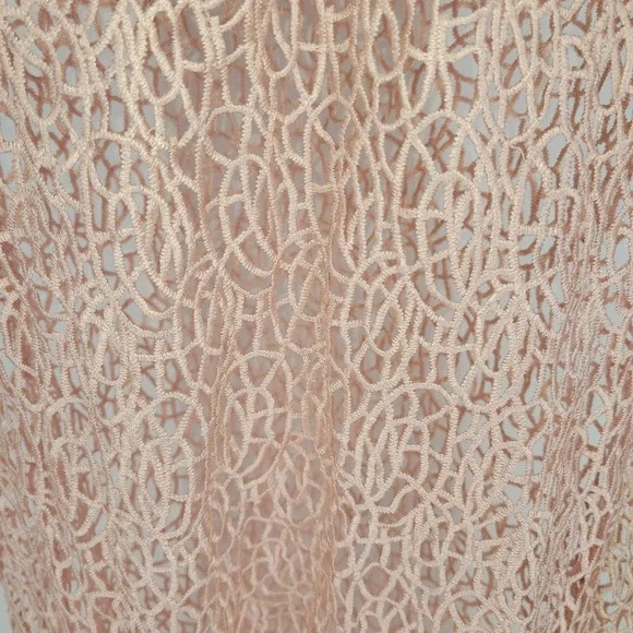 Fashion Nova Pink Crochet Lace Strapless Maxi Dress w/Built-in Shorts - Picture 6 of 9